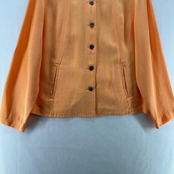 Coldwater Creek Jacket Womens Sz PL A-Line Seam Tencel Twill Button Front Orange - Picture 4 of 11